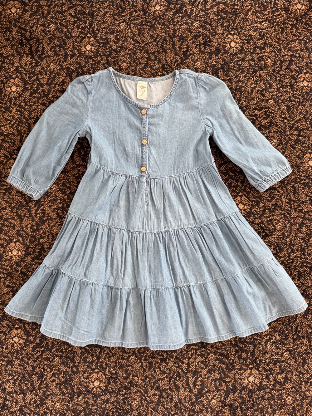 OshKosh B'gosh Light Blue Tiered Denim Dress with Button Front